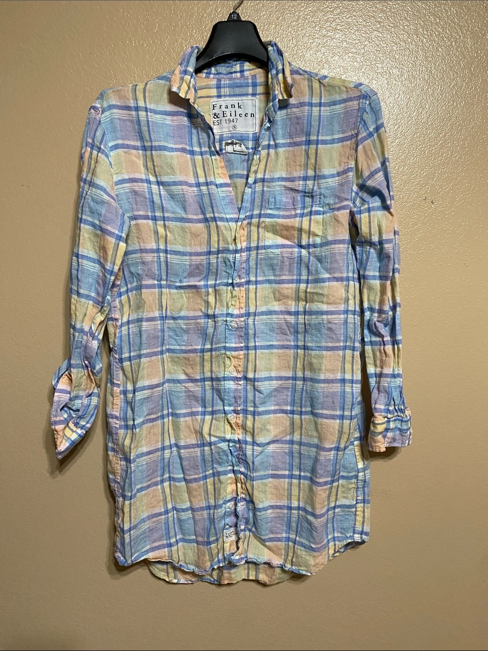 Frank & Eileen Button-Down Mary dress in Blue and Cream